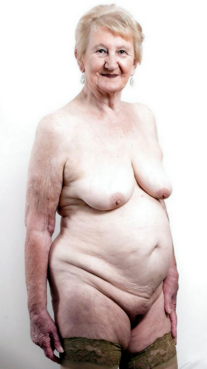 Wrinkled grandmother posing photos